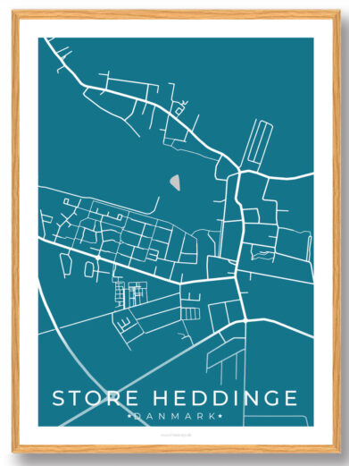 Store Heddinge by plakat - blå