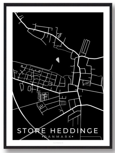 Store Heddinge by plakat - sort