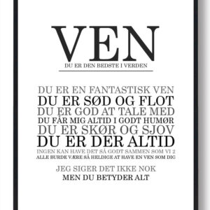 Ven - du er den bedste... plakat