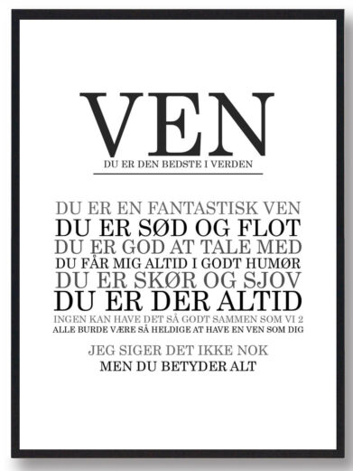 Ven - du er den bedste...  plakat