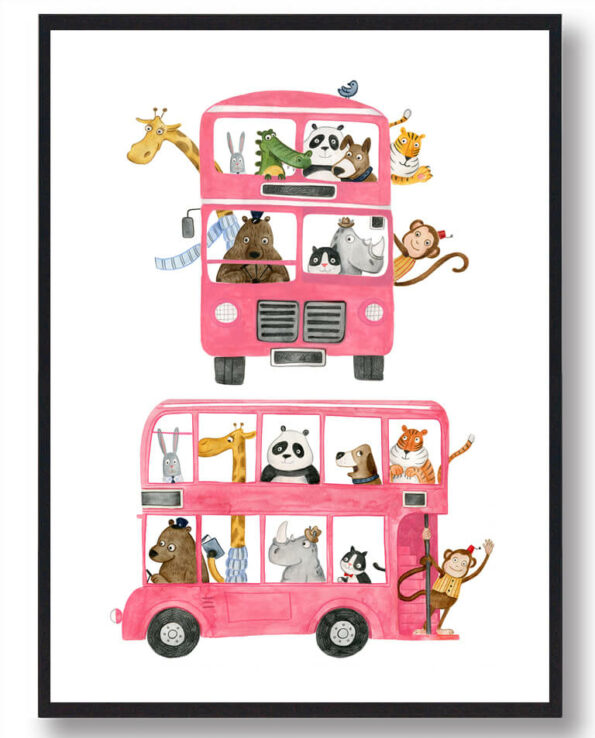 Lyserød bus - plakat