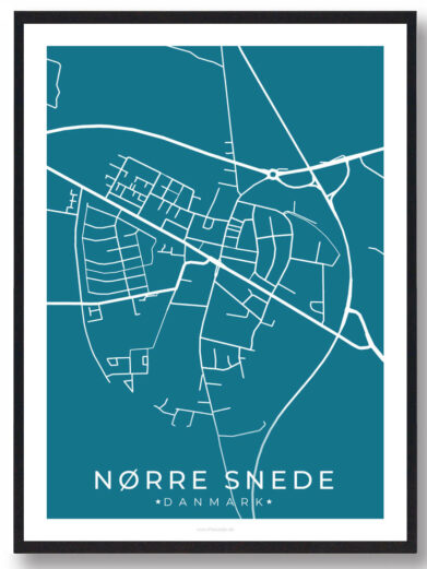 Nørre Snede by plakat - blå
