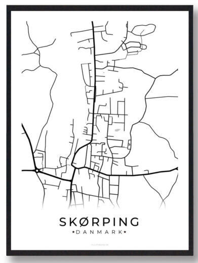 Skørping byplakat - hvid