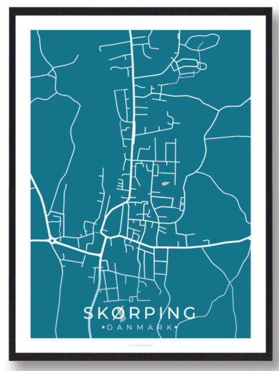 Skørping by plakat - blå