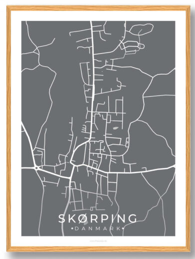 Skørping by plakat - grå