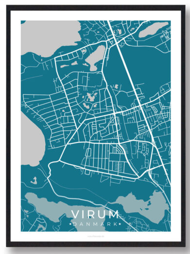 Virum by plakat - blå