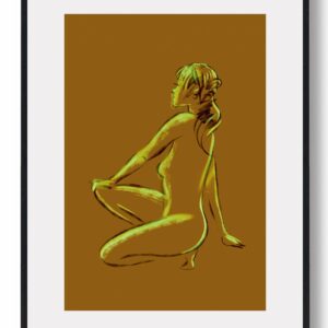 Gul croquis dame - plakat
