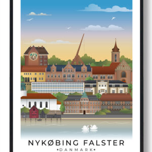 Nykøbing Falster byplakat med hvid kant (RESTPARTI)