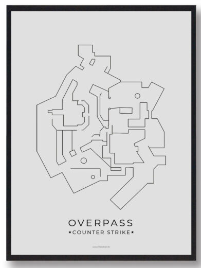 Nuke map CS:GO gamer poster features a detailed, minimalist line drawing of the popular Counter-Strike map on a neutral background.