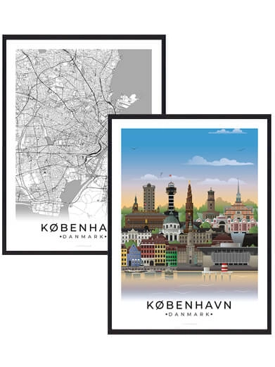 Bybillede plakat med København. Se det flotte plakatsæt med København plakater