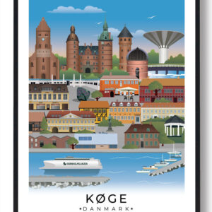 Køge byplakat med hvid kant