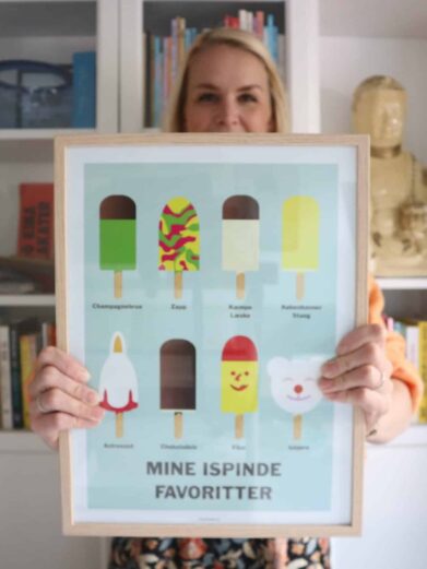 Børne isplakat med blandet is. Mine ispinde favoritter