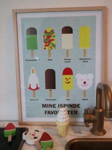 Børne isplakat med blandet is. Mine ispinde favoritter