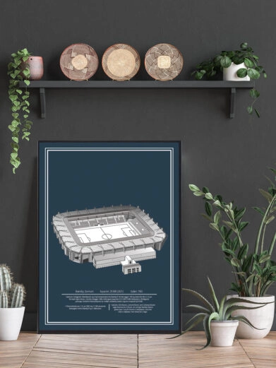 Brøndby fodbold plakat med blå baggrund. Se det flotte Brøndby station