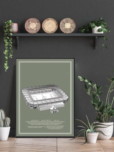 Brøndby fodbold plakat med grøn baggrund. Se det flotte Brøndby station