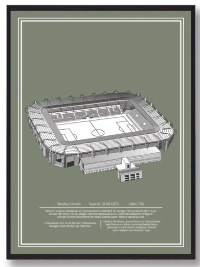Brøndby fodbold plakat med grøn baggrund. Se det flotte Brøndby station