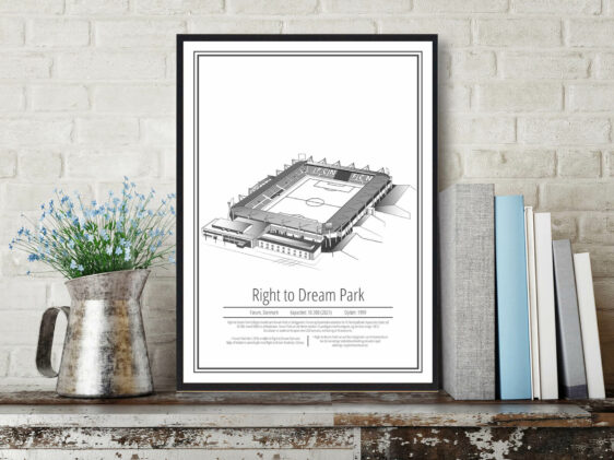 Nordsjælland FC fodbold plakat på hvid baggrund. Nordsjælland FC stadion plakaten er perfekt til hjemmet, hvis du er fan af Nordsjælland FC