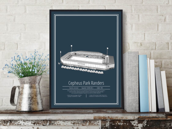 Fodbold plakat med Randers FC. Denne fodboldplakat med Randers FC er med mørkeblå baggrund
