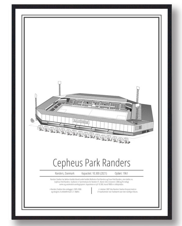 Fodbold plakat med Randers FC. Denne fodboldplakat med Randers FC er med hvid baggrund