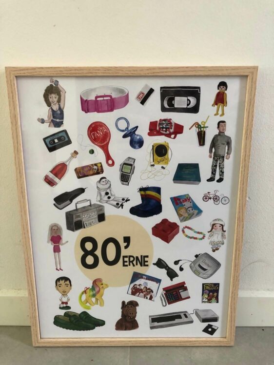Årti plakat med 80'erne. Sjove ting fra 80'erne