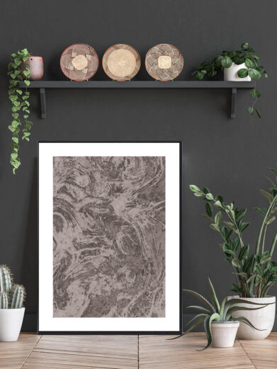 Grafisk kunstplakat med brunlig farver.