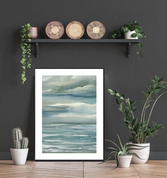 Grafisk kunstplakat med havet som motiv