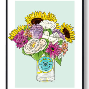 Blomster Malfy Gin - plakat (grøn)