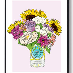 Blomster Malfy Gin - plakat (lyserød)