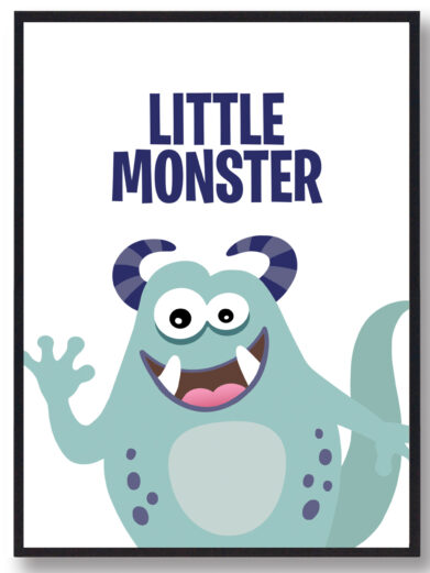 Monster plakat til børn med teksten 'Little monster'
