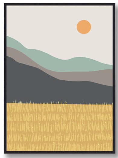Kunstplakat med blomsterende kornmark. Denne boligplakat med kunst er med flot motiv af kornmark i blomst