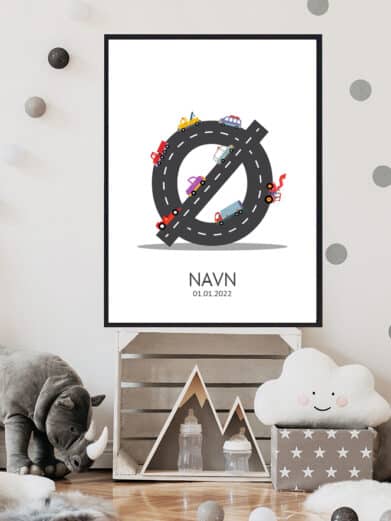 Navnetavle plakat med bogstavet Ø. Der er traktor, fly, både på denne navnetavle med bogstavet Ø.