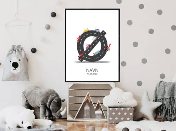 Navnetavle plakat med bogstavet Ø. Der er traktor, fly, både på denne navnetavle med bogstavet Ø.