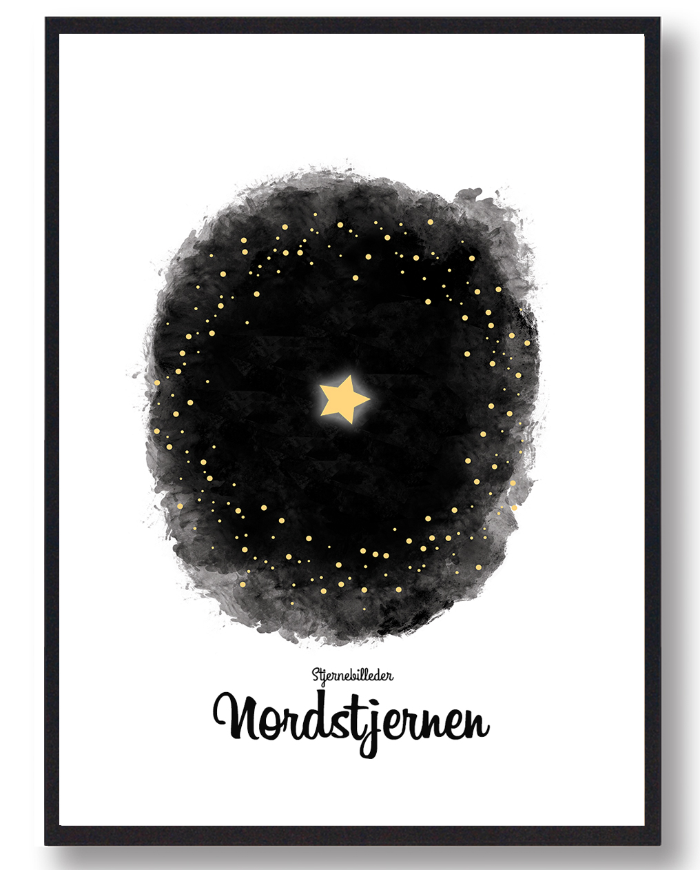 Se Nordstjernen - stjernebillede plakat (Størrelse: L - 50x70cm (B2)) hos Plakatdyr.dk