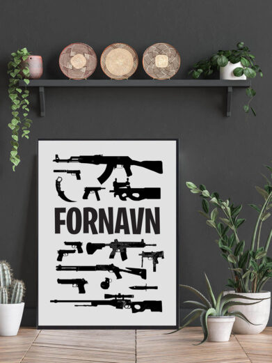 Personlig CSGO plakat med navn. Counter Strike plakaten er med grå baggrund og du tilføjer selv navn