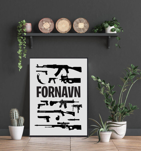 Personlig CSGO plakat med navn. Counter Strike plakaten er med grå baggrund og du tilføjer selv navn