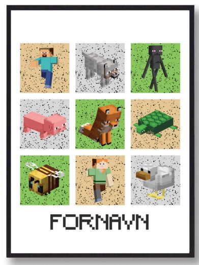 Personlig Minecraft plakat med navn. Minecraft plakaten er populære plakat til gameren
