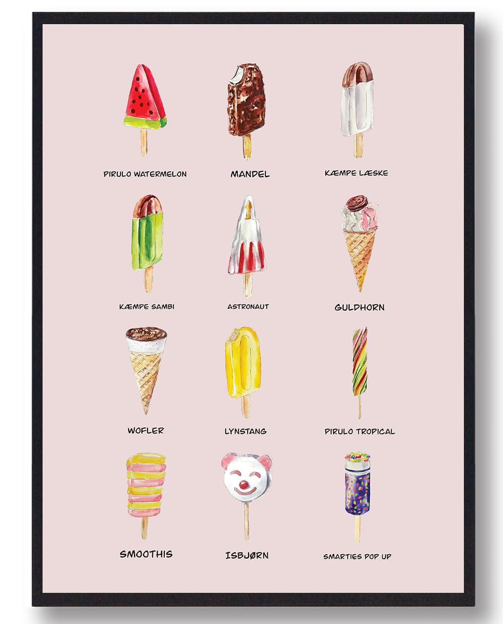 Samlet isplakat - håndtegnet plakat (lyserød)
