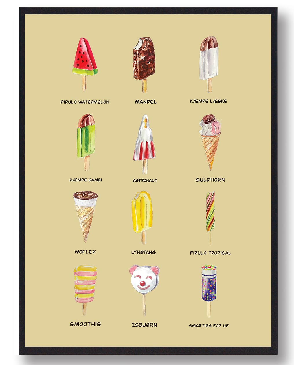 Samlet isplakat - håndtegnet plakat (gul)