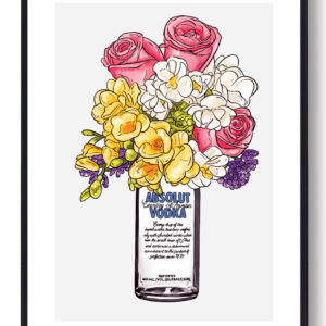 Blomster i vodkaflaske - plakat (grå)