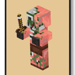 Zombified Piglin gul - minecraft gamerplakater
