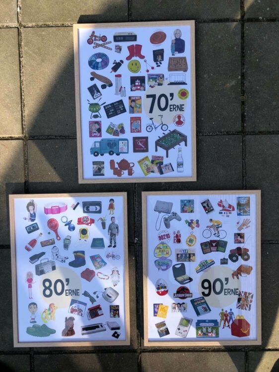 Årti plakat med 70'erne, 80'erne og 90'erne. Kan du huske alle de sjove ting 70'erne, 80'erne og 90'erne