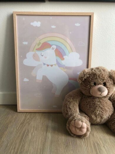 Sød enhjørning plakat til pigeværelset
