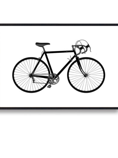 Cykel plakat af racercykel. Denne cykelplakat er i sort/hvid