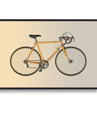 Plakat med gul racer cykel. Flot cykelplakat med høj kvalitet