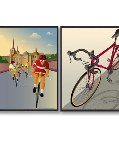 Cykel plakater med Tour de France, hvor de kører i Roskilde