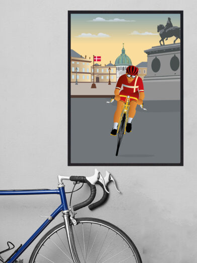 Tour de France plakat fra Amalienborg. Denne cykelplakat er fra Danmarks Tour de France bidrag