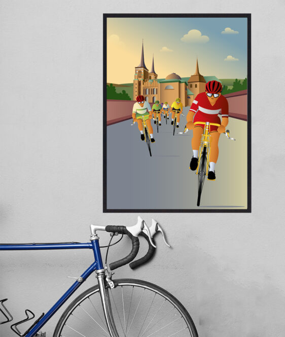 Tour de France plakat fra Roskilde. Denne cykelplakat er fra Danmarks Tour de France bidrag, i Roskilde