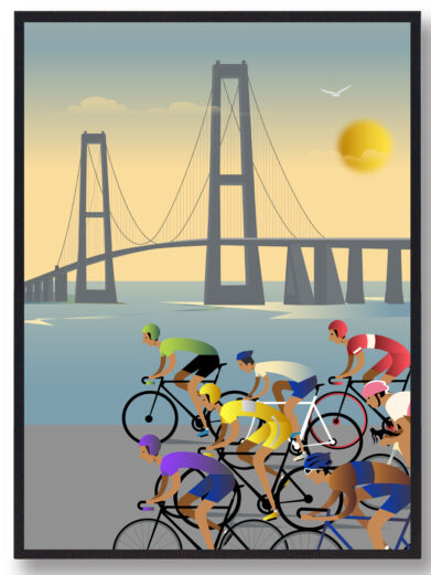 Tour de France plakat fra Storebæltsbroen. Denne cykelplakat er fra Danmarks Tour de France bidrag
