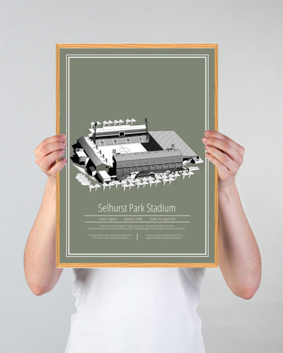 Fodbold plakat med Crystal Palace på grøn baggrund. Denne flotte stadion plakat er perfekt til ham/hende som er Crystal Palace fan