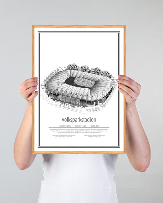 Fodbold plakat med Hamburg på hvid baggrund. Denne flotte stadion plakat er perfekt til ham/hende som er Hamburg fan